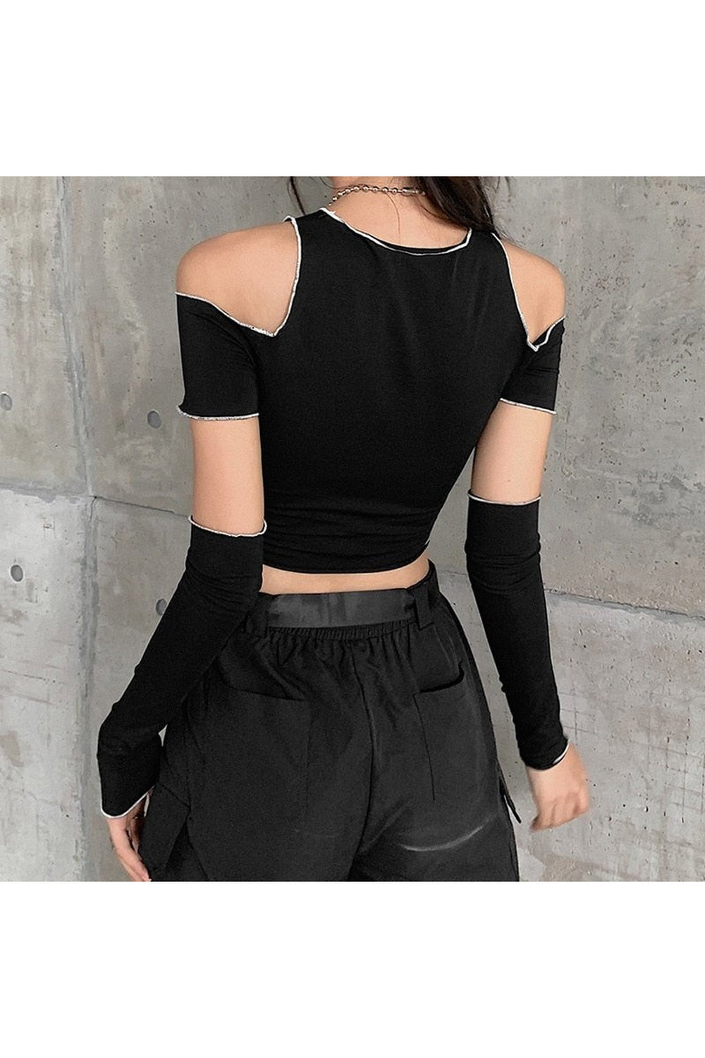 Open Shoulder Sleeve Crop Top