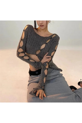 Open Weave Cutout Sweater