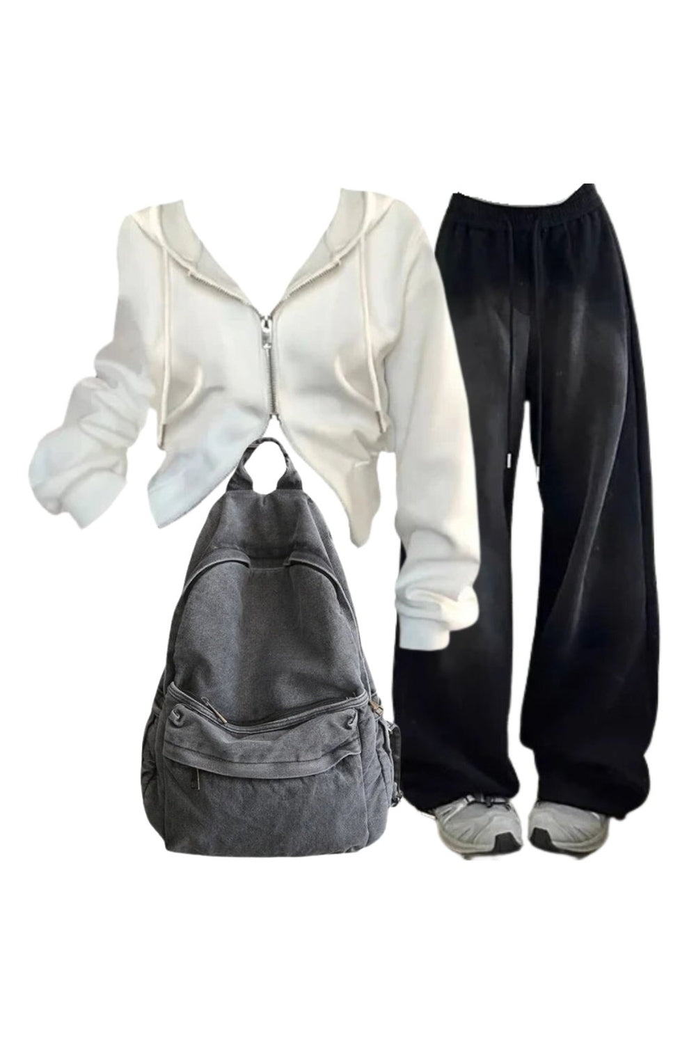 Trendy Y2K outfit with baggy sweatpants.