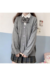 Fall Oversize Preppy t Sweater with buttons