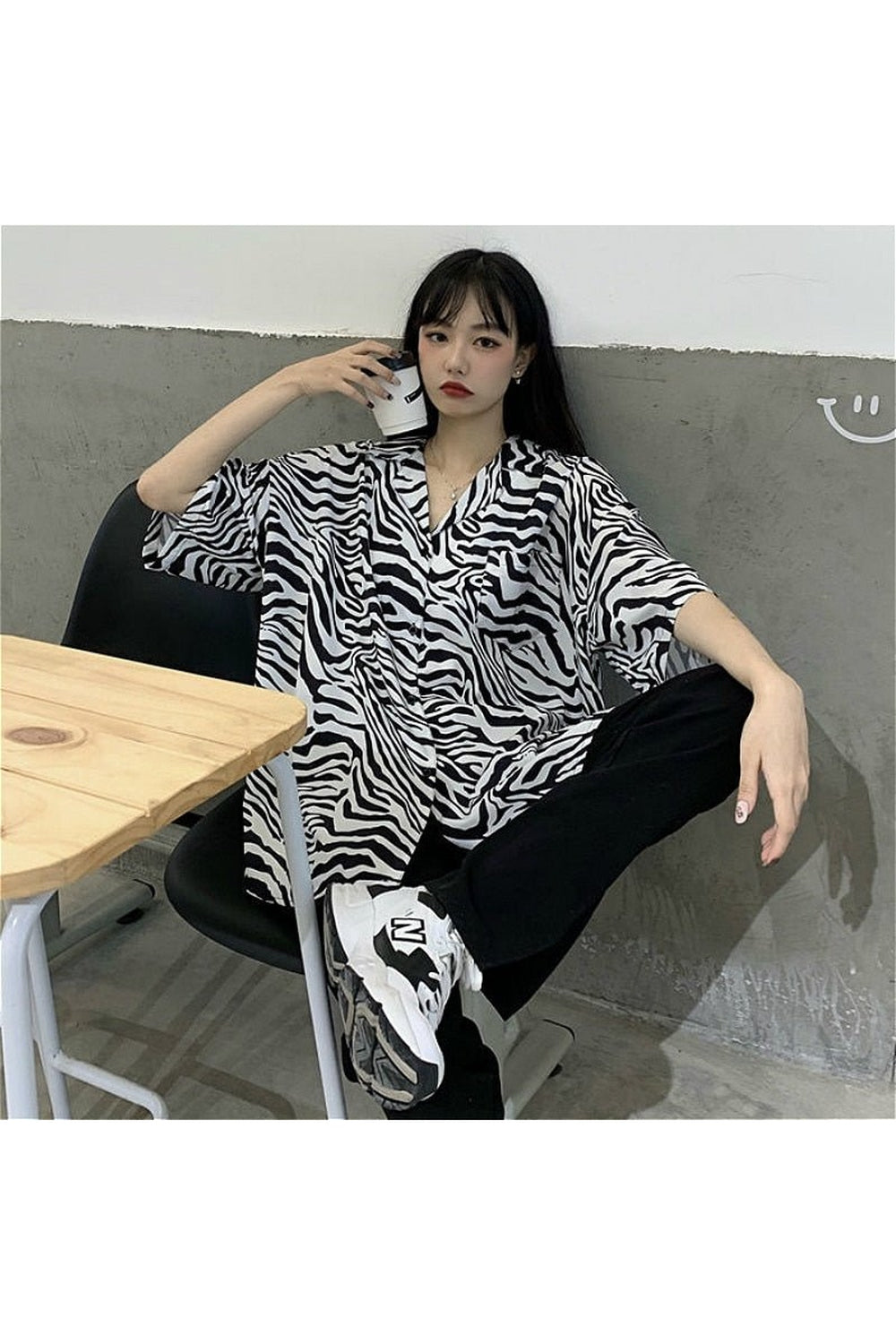 Oversize Simple Print Blouse