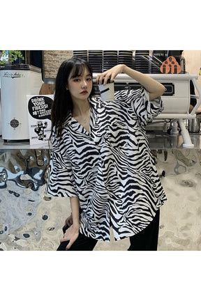 Oversize Simple Print Blouse