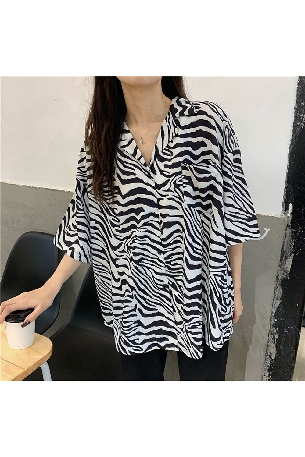 Oversize Simple Print Blouse