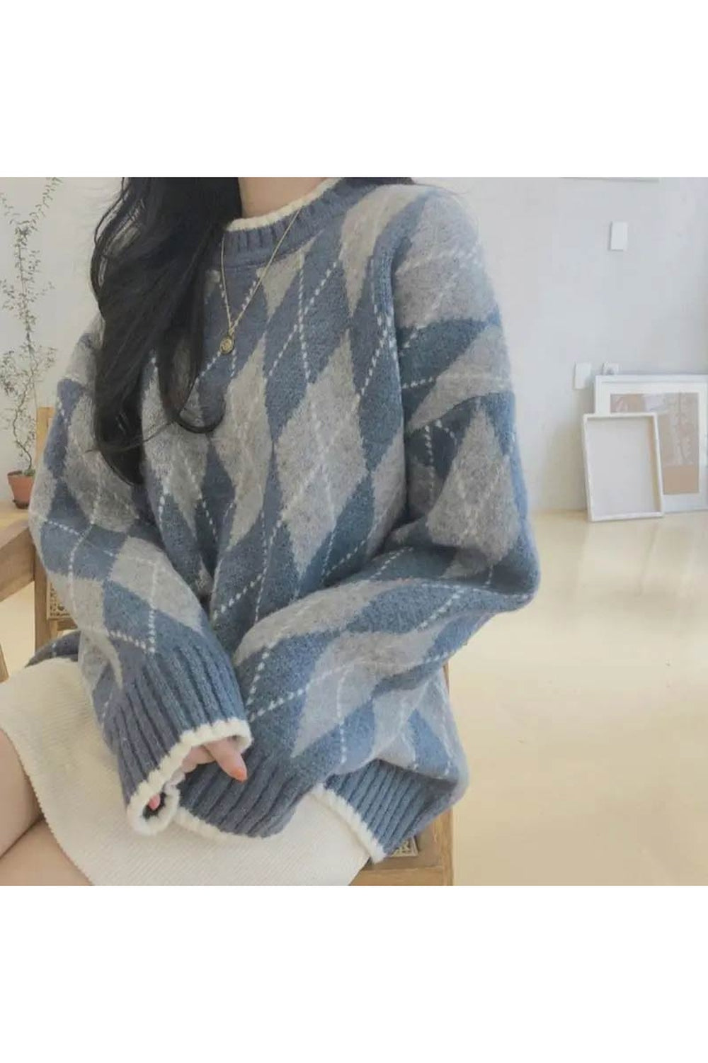 Fall Oversized Argyle Sweater