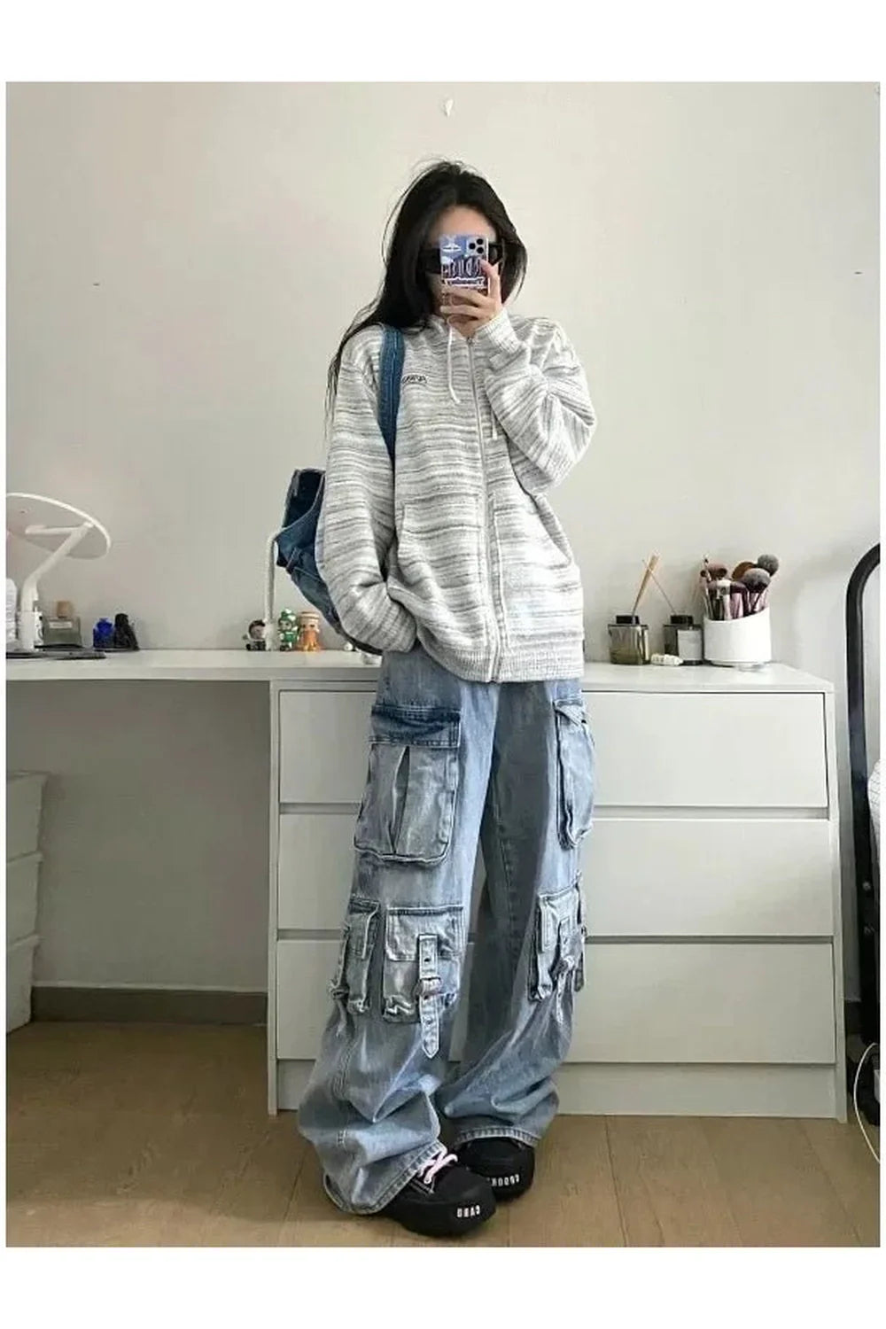 Oversized Cargo Denim Pants