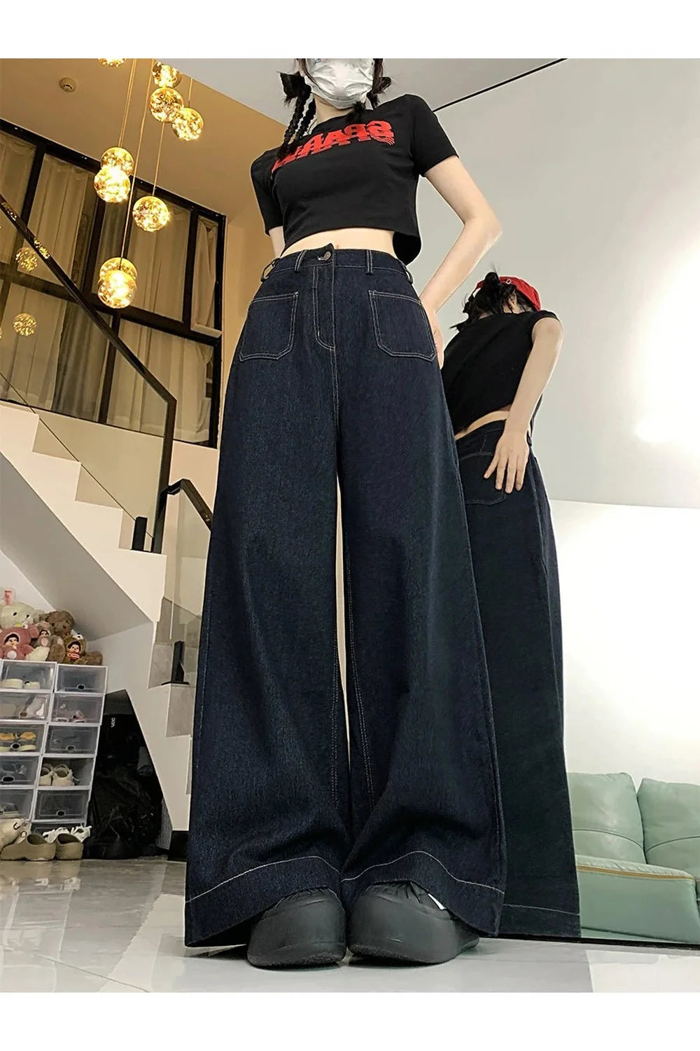 Fall Oversized Denim Palazzo Pants