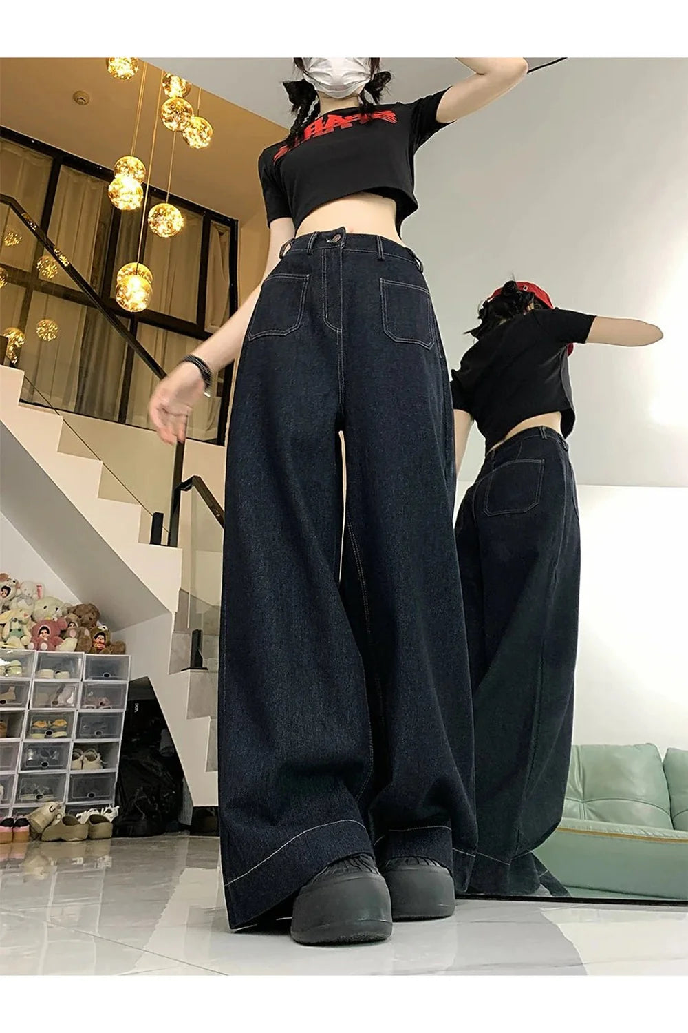 Fall Oversized Denim Palazzo Pants