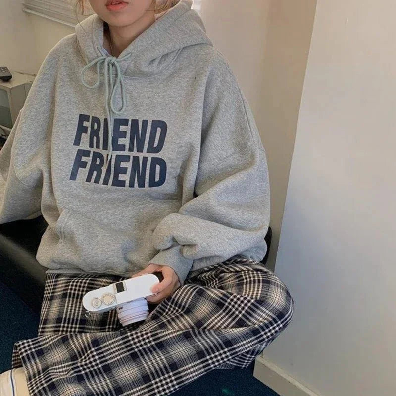 Oversized Friend Graphic Hoodie