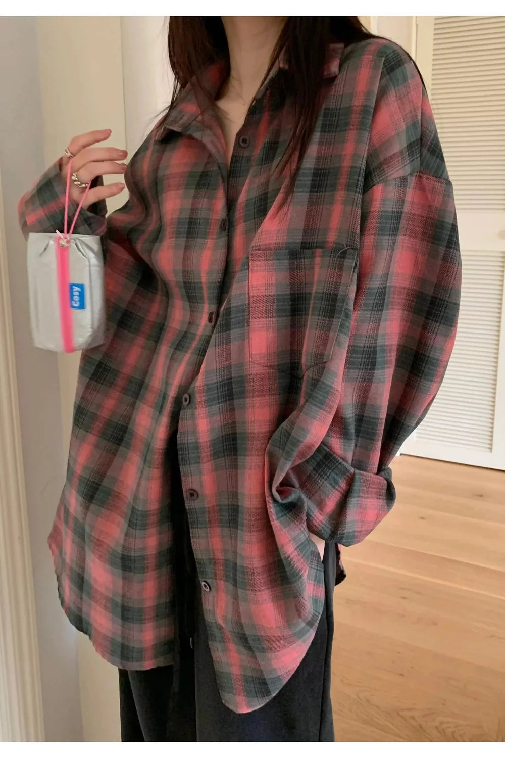 Oversized Plaid Flannel Shirt, same as pictures, cozy.