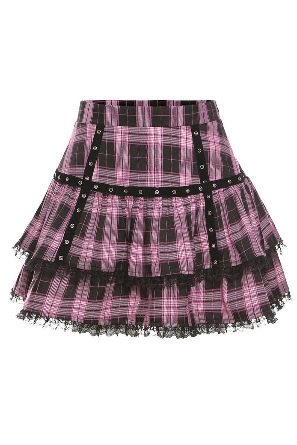 Pastel Goth Mini Plaid Skirt 9530: Vibrant and edgy plaid design.