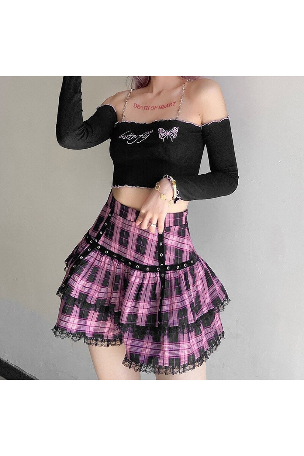 Pastel Goth Mini Plaid Skirt