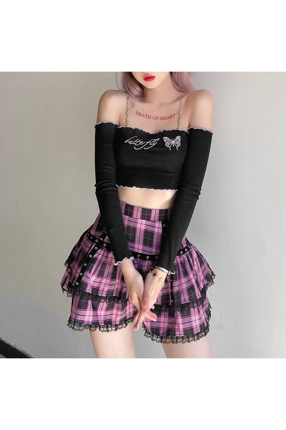 Pastel Goth Mini Plaid Skirt