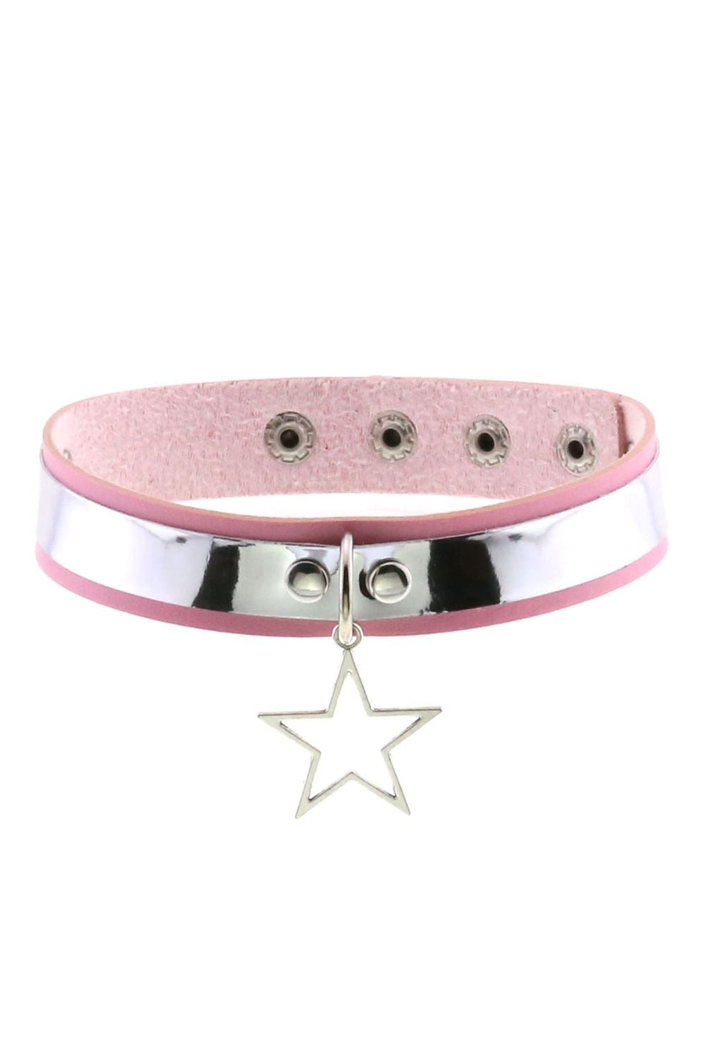 Pastel Goth PU Leather Choker in P151 pink.