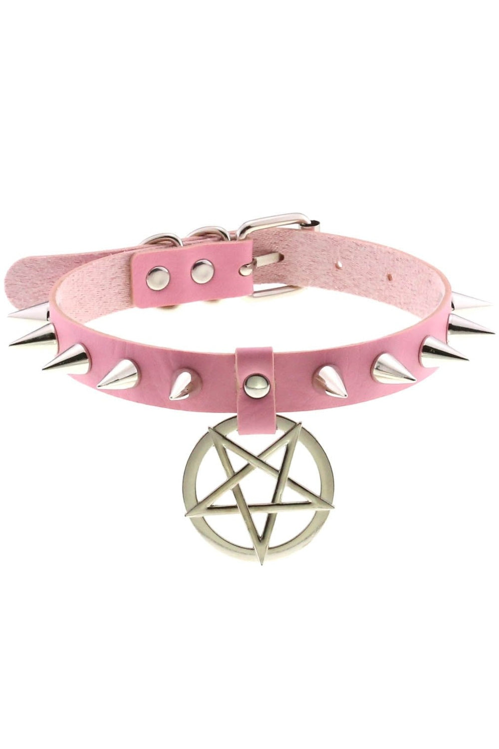 Pink Pastel Goth PU Leather Choker P004.