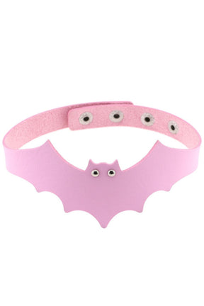 Pastel Goth PU Leather Choker in P017 pink, edgy.