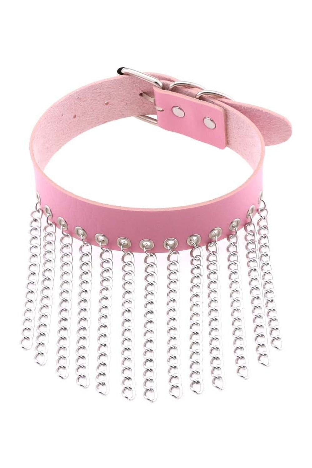 Pastel Goth PU Leather Choker in P090 pink.