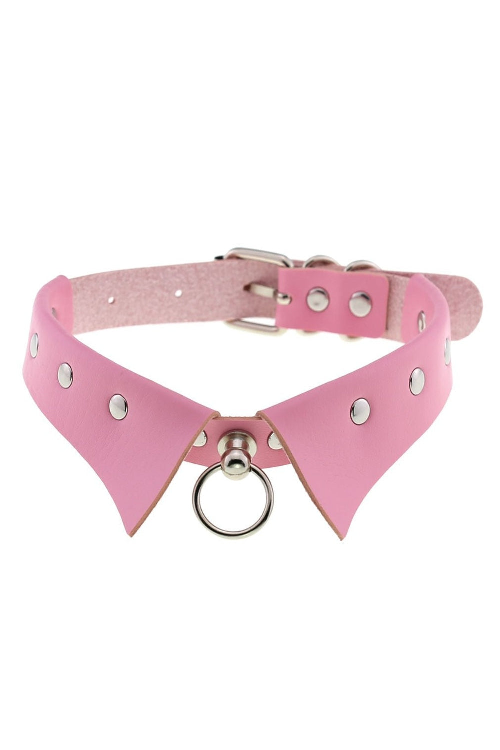 Pastel Goth PU Leather Choker in P061 pink.