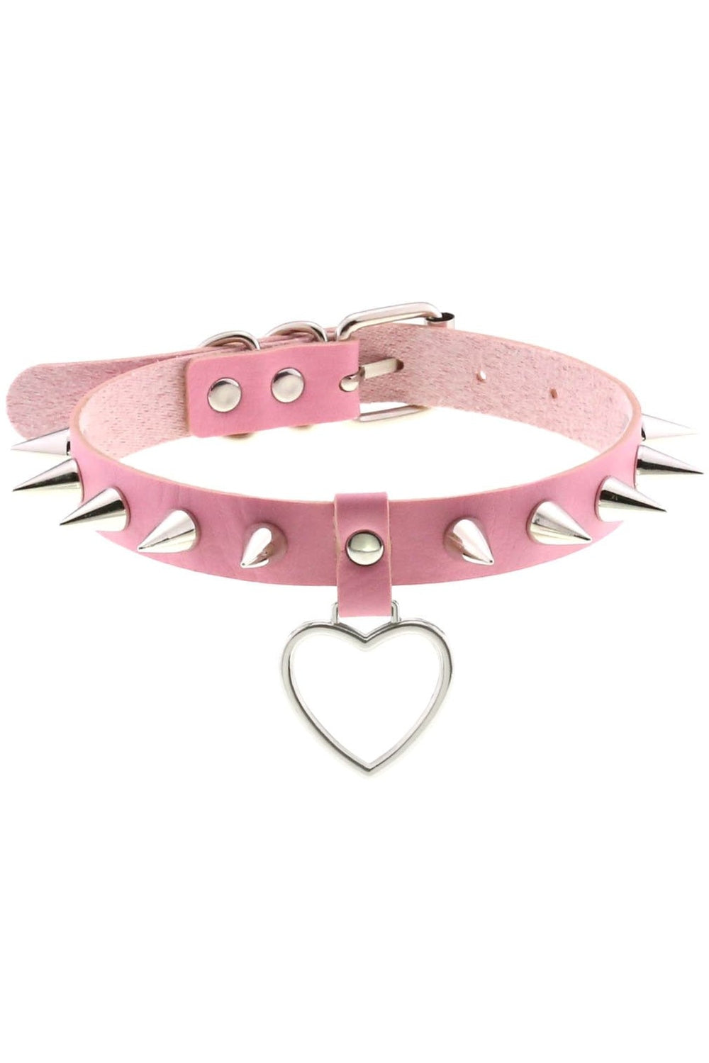 Pastel Goth PU Leather Choker in P063 pink.