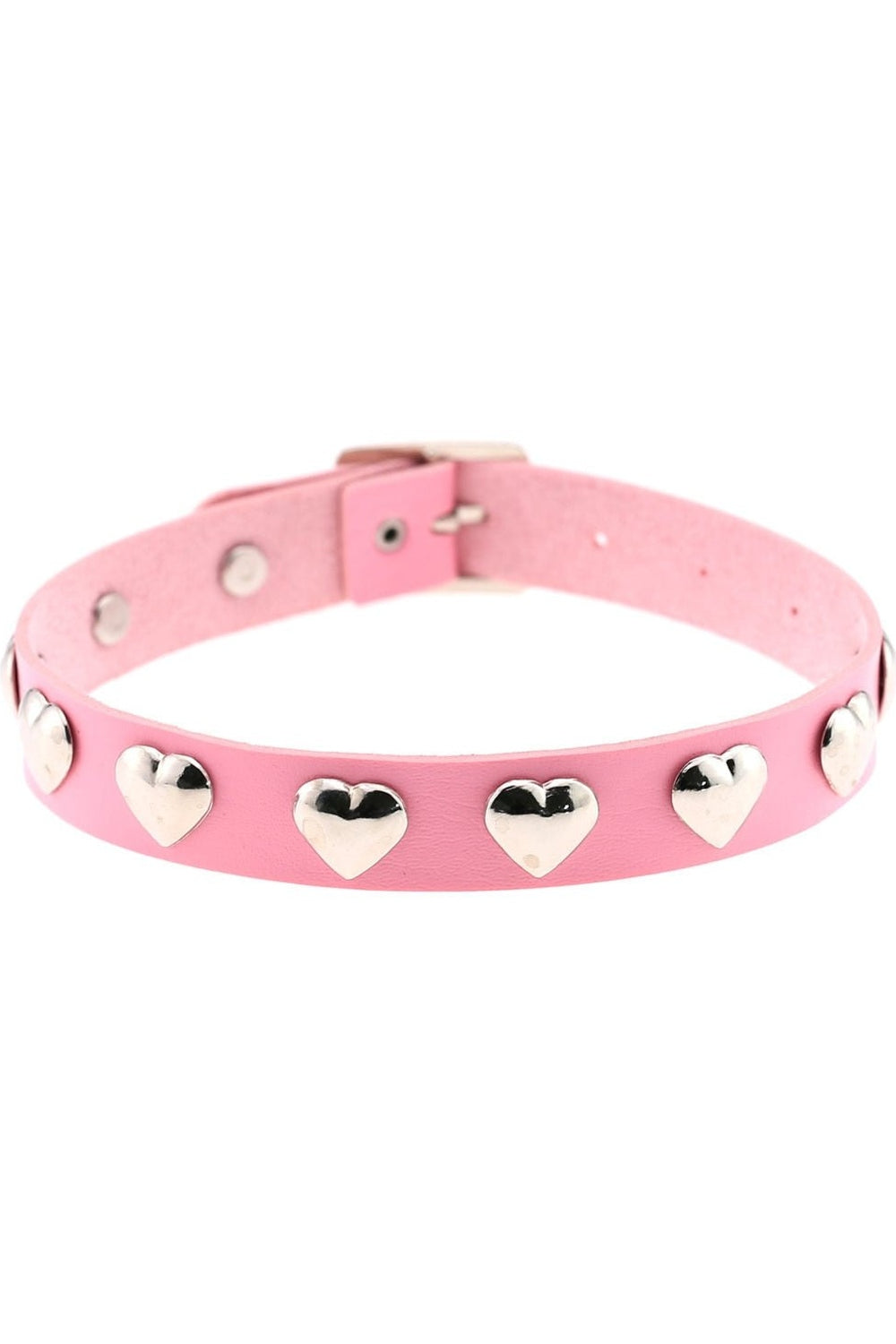 Pastel Goth PU Leather Choker in style22 pink.