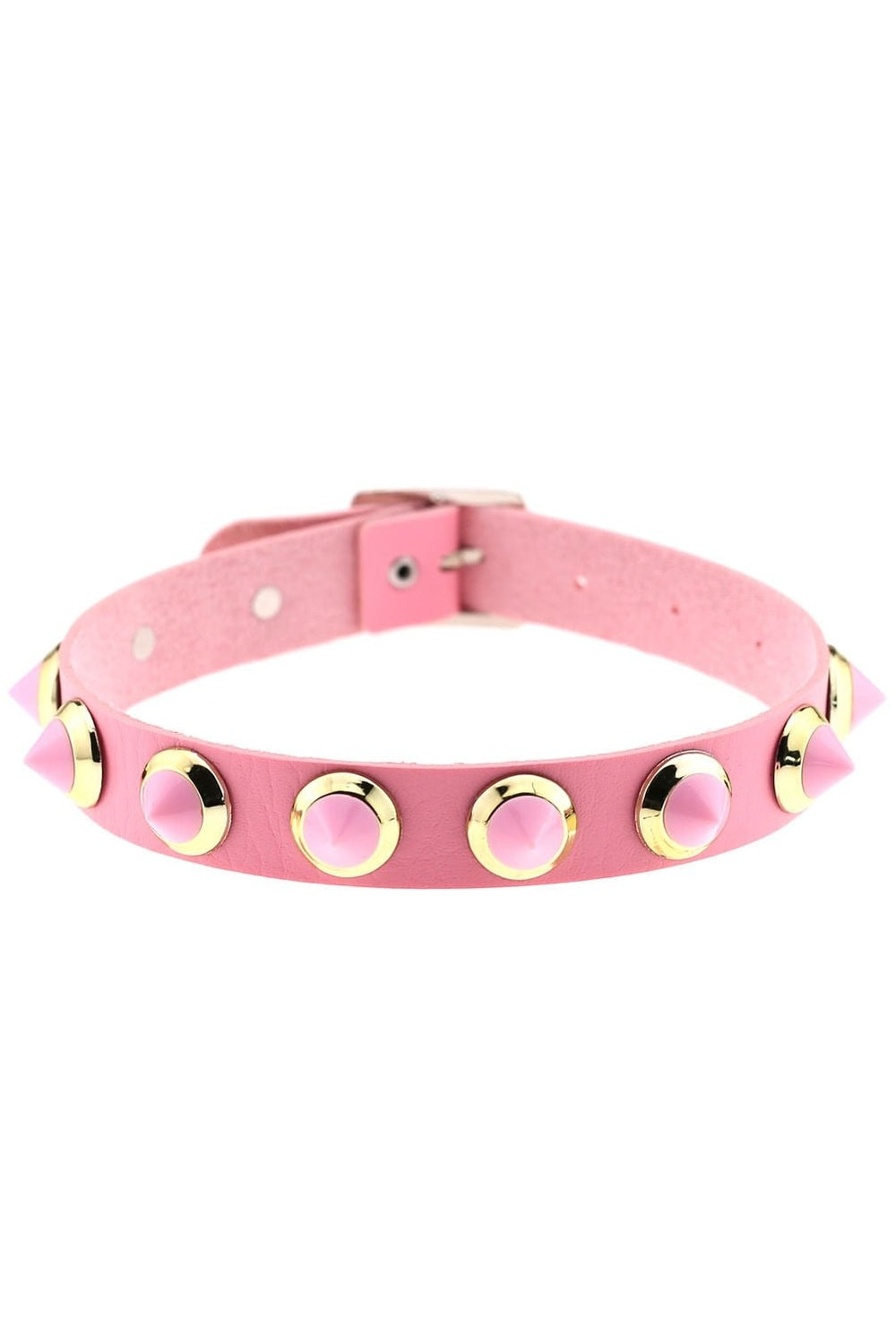 Pastel Goth PU Leather Choker in P093 pink, edgy.