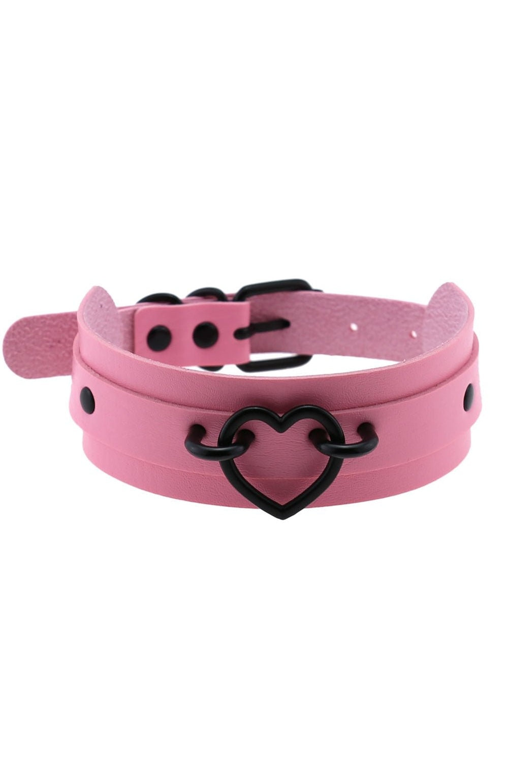 Pastel Goth PU Leather Choker in P054 pink.