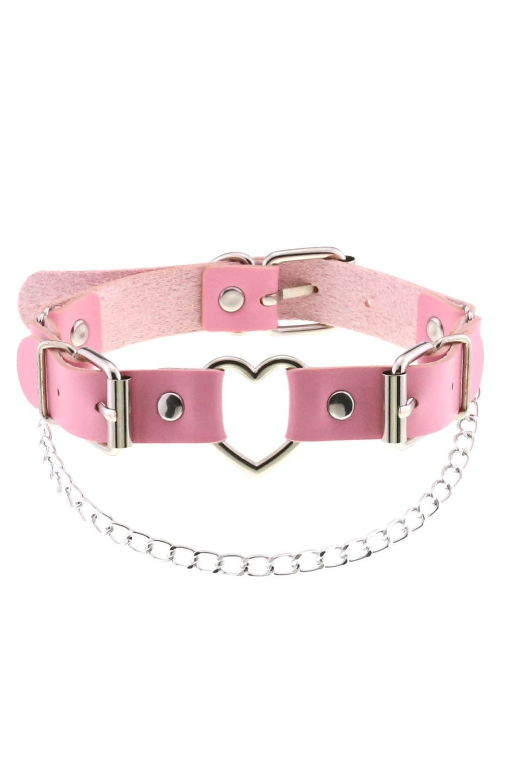 Pastel Goth PU Leather Choker in P035 pink, edgy.