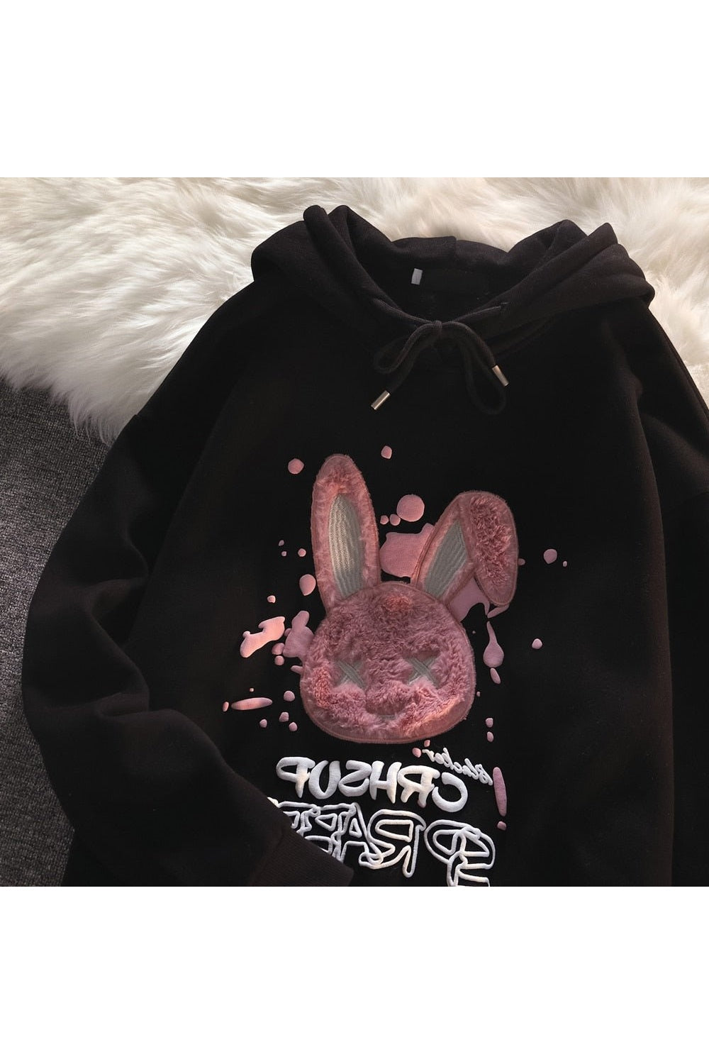 Stylish black Fall Pastel Goth Rabbit Hoodie.