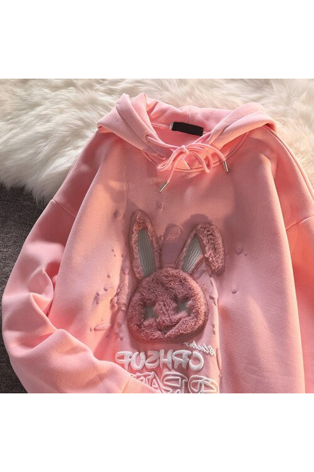 Pastel Goth Rabbit Hoodies in pink, whimsical.