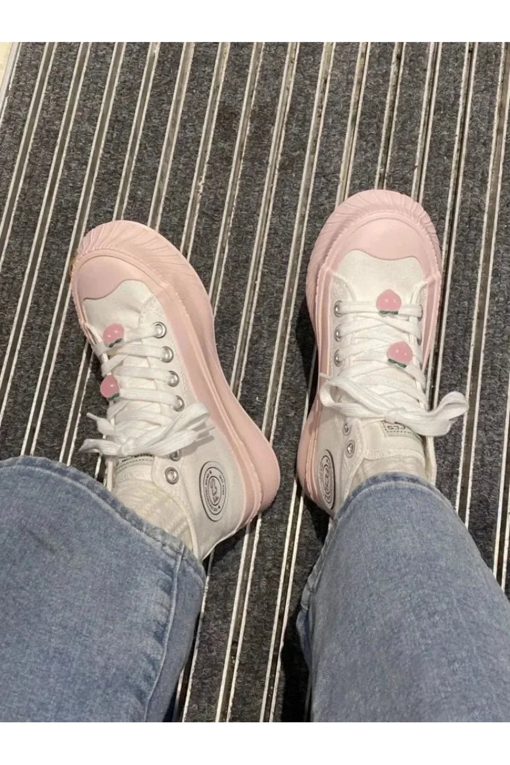 Pastel Peach Sneakers in Pink, Heel 3.5cm.