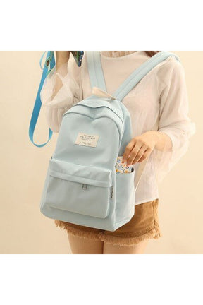 Blue small Pastel Simple Design Oxford Backpack.