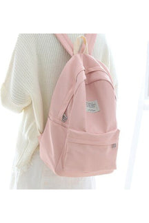 Pastel Simple Design Oxford Backpack in pink big size.