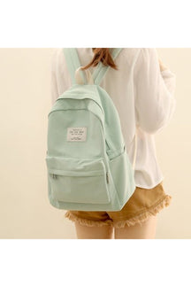 Pastel Simple Design Oxford Backpack in green small size.