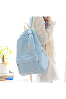 Blue big size Pastel Oxford Backpack with simplicity.