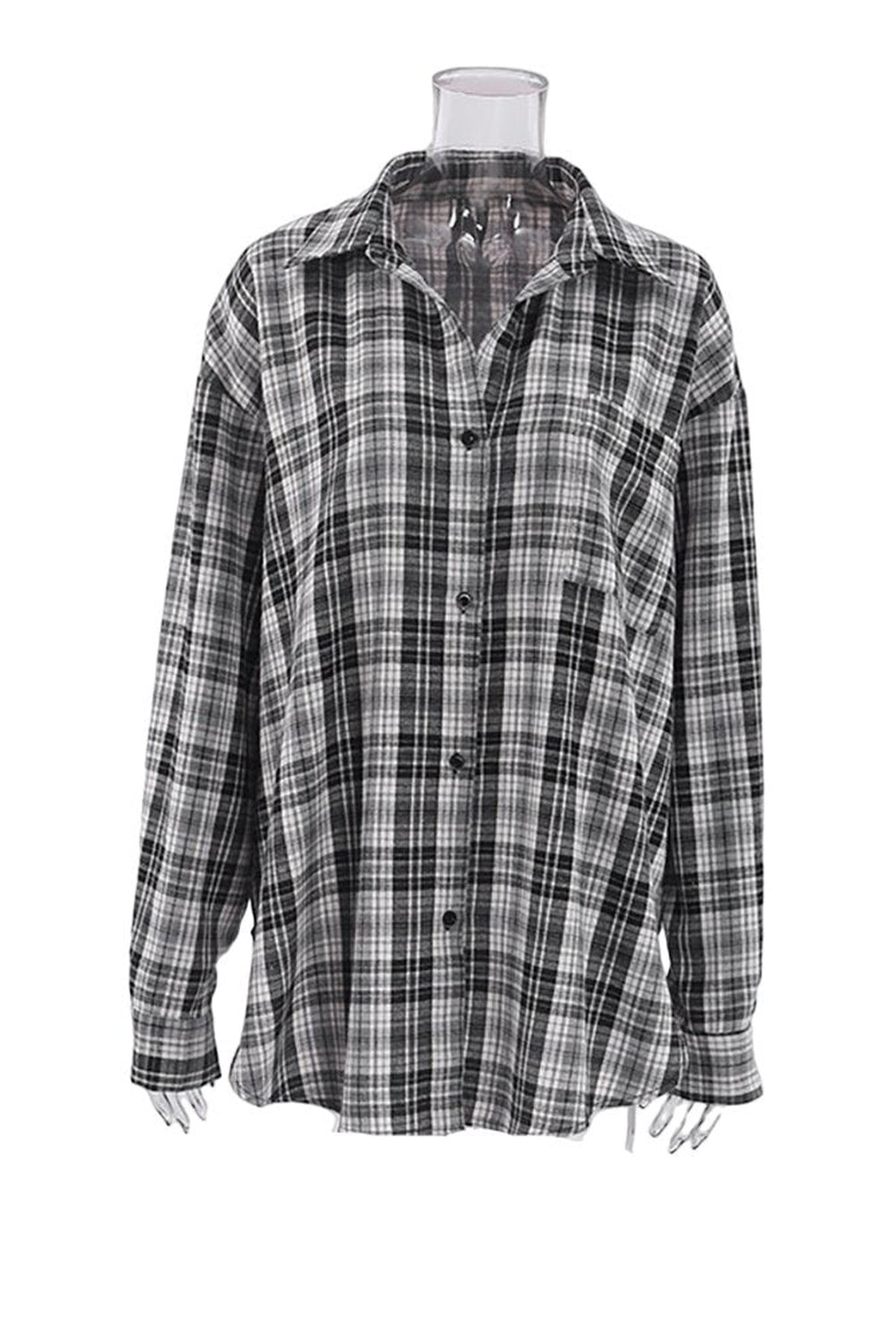 Stylish Patchwork Plaid Shirt in Black and White.