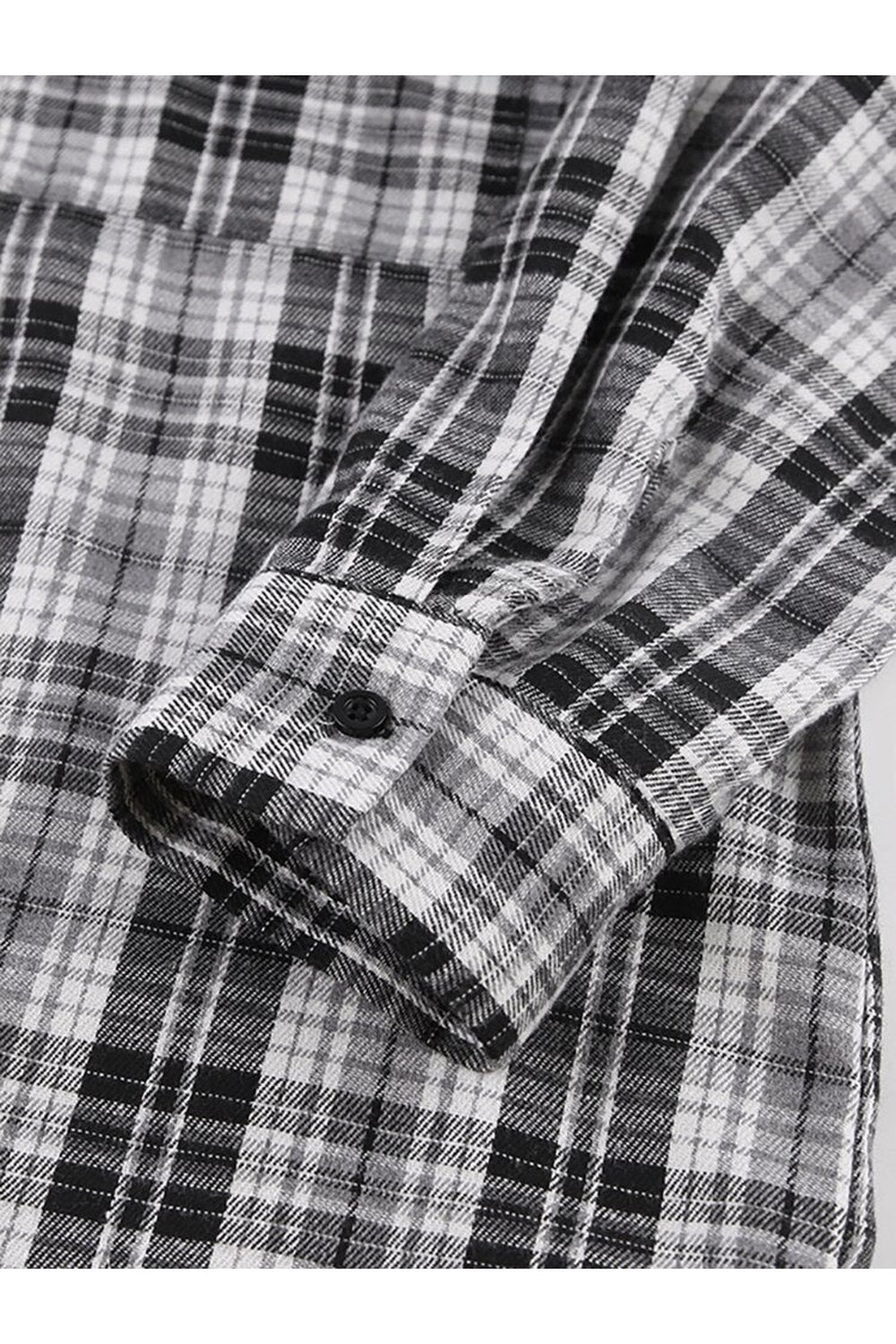 Stylish Patchwork Plaid Shirt in Black and White.