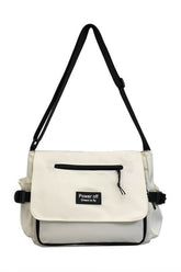 Stylish Patchwork Crossbody Messenger Bag in Black and White.