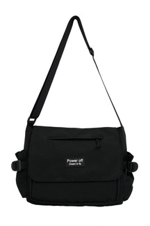 Patchwork Crossbody Messenger Bag in sleek Black design.