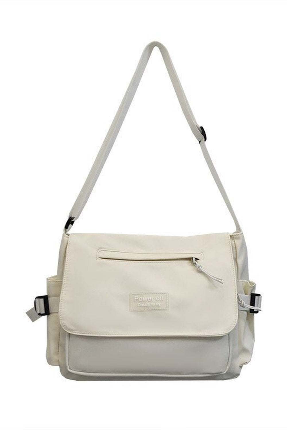 Stylish Patchwork Crossbody Bag in Pure White.