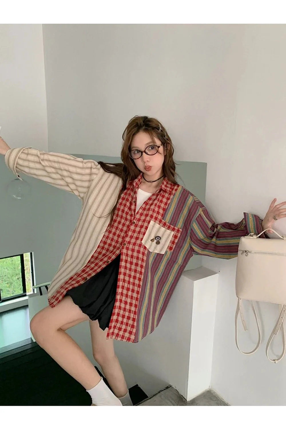 Patchwork Harmony Oversized Shirt