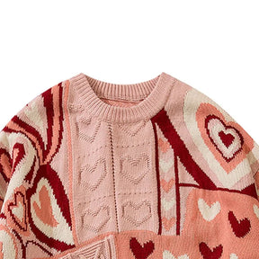 Patchwork Heart Oversized Sweater