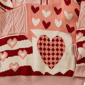 Patchwork Heart Oversized Sweater