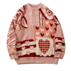 Patchwork Heart Oversized Sweater