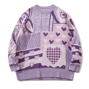 Patchwork Heart Oversized Sweater