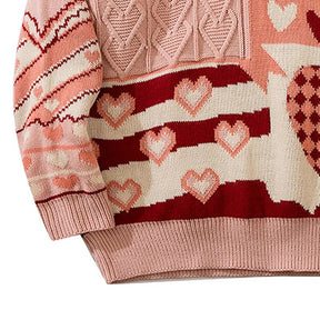 Patchwork Heart Oversized Sweater