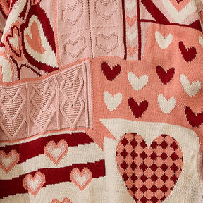 Patchwork Heart Oversized Sweater