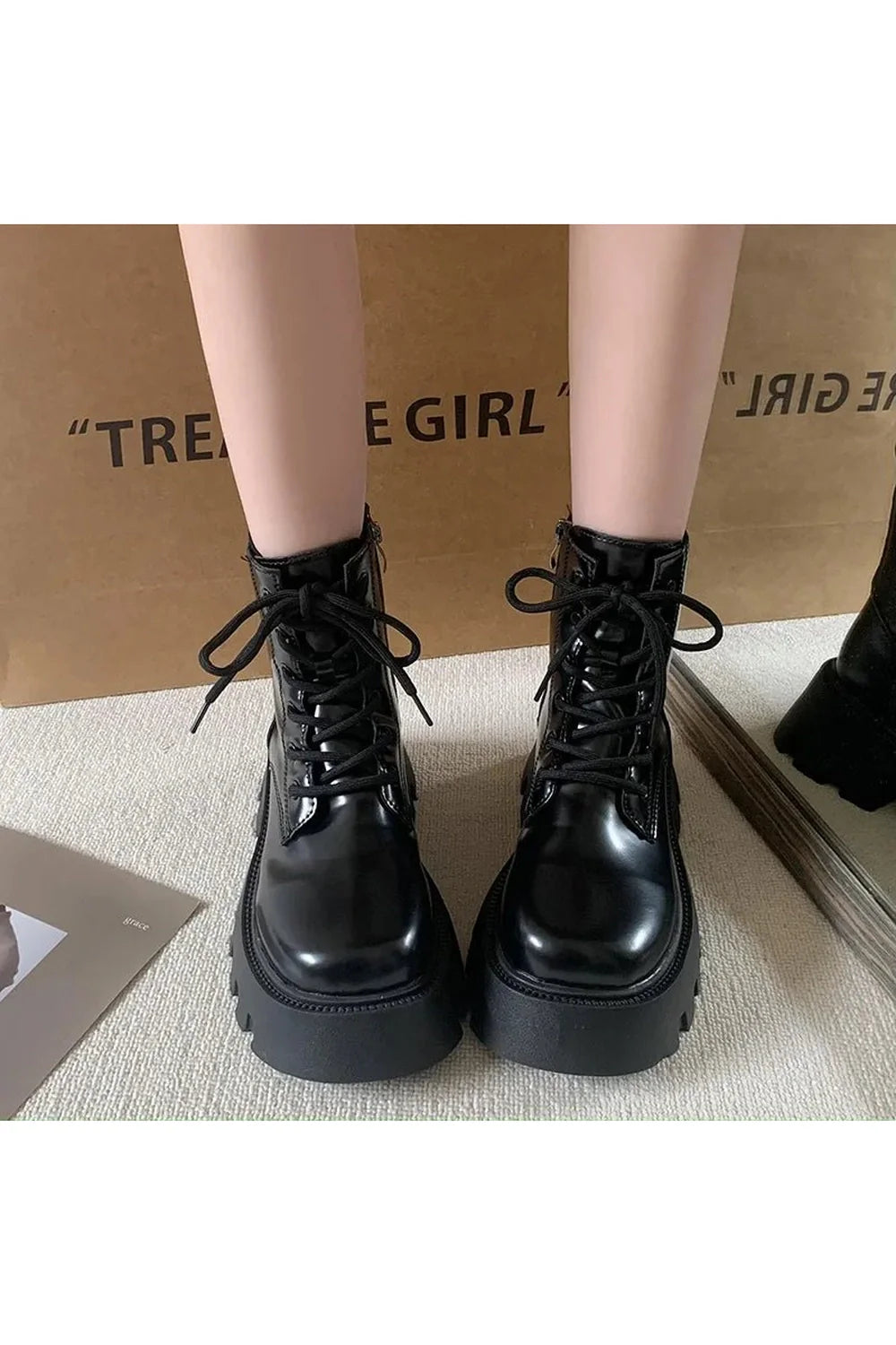 Patent Leather Chunky Platform Boots