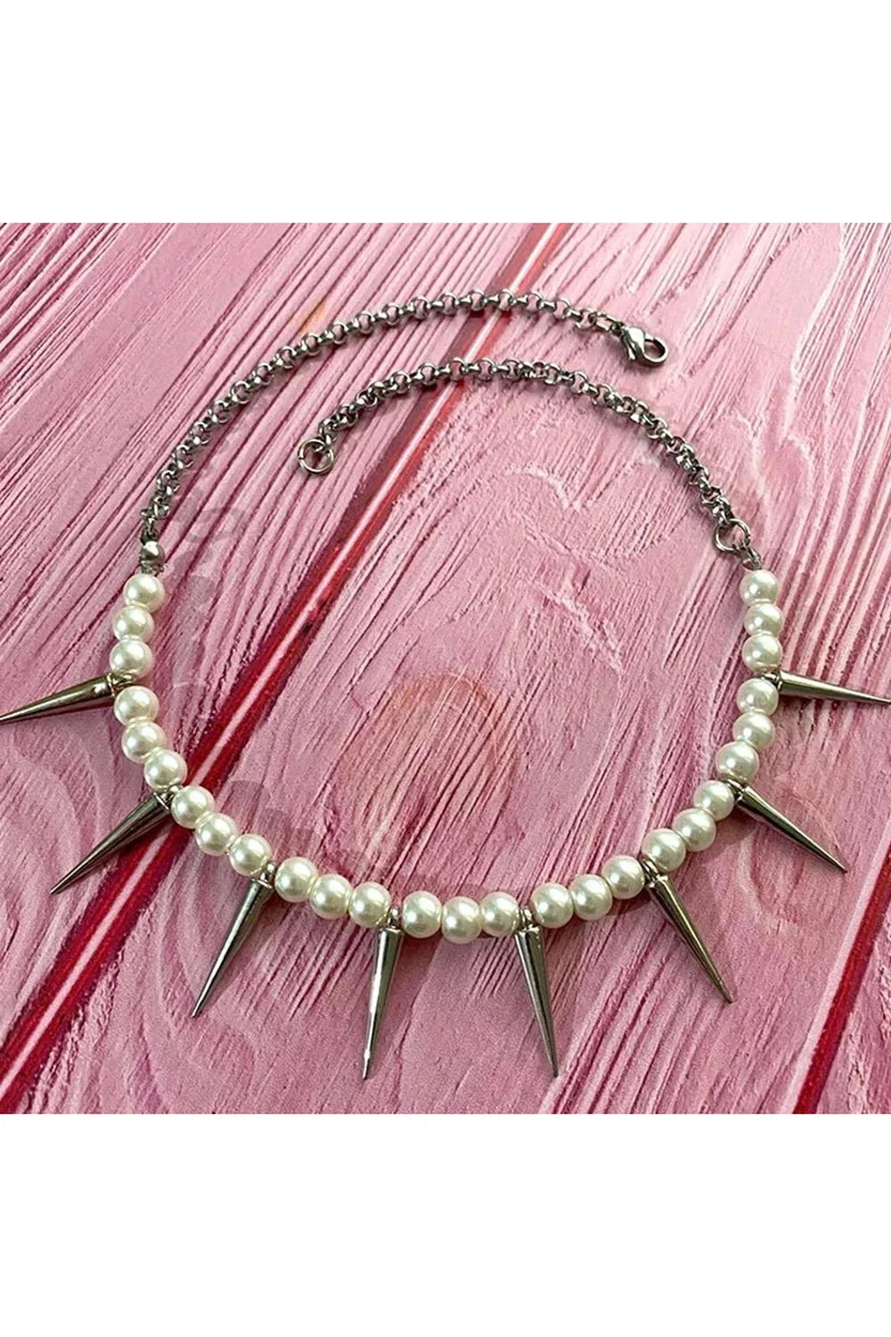 Elegant Pearl Spike Necklace A with exquisite details.