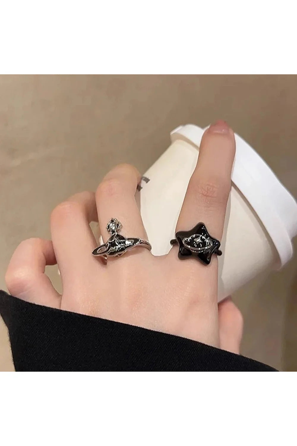 Pentagram Geometric  Open Ring