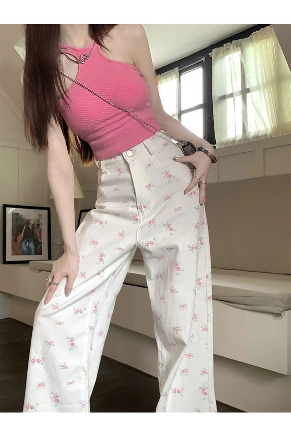 Petal Waltz Wide-Leg Pants