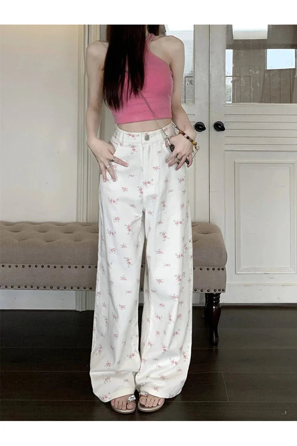 Petal Waltz Wide-Leg Pants